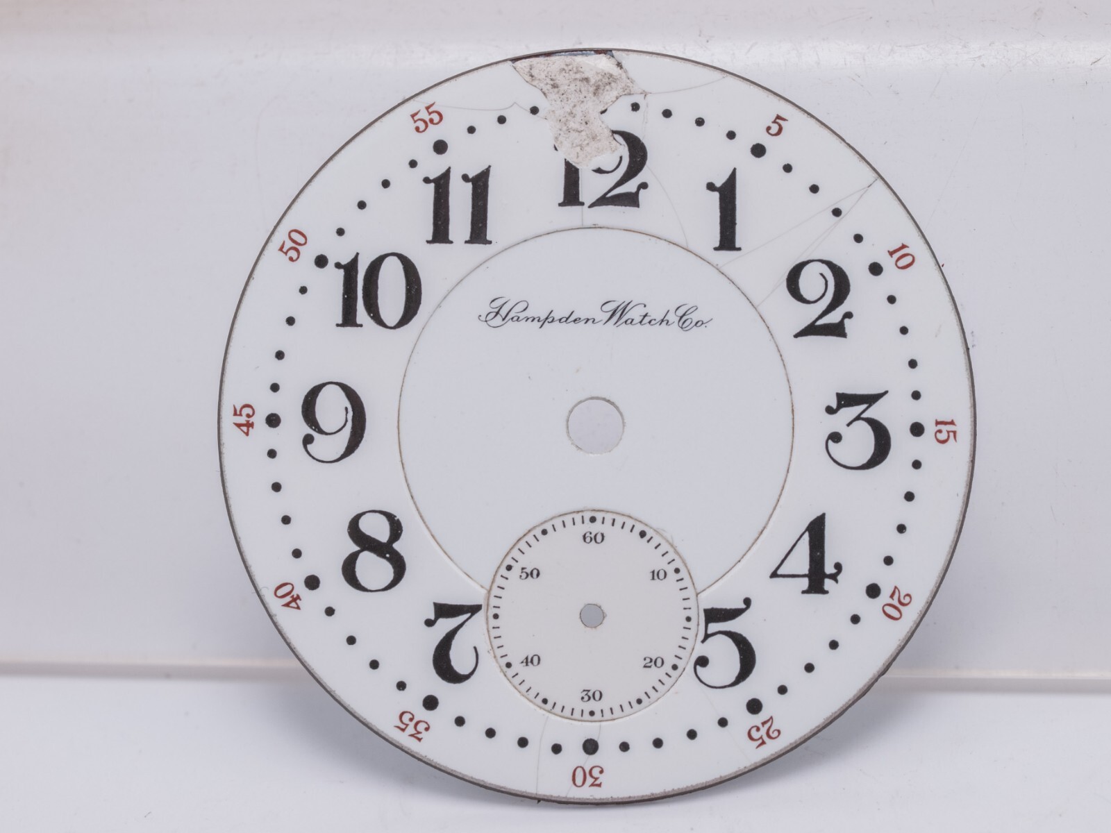 Hampden Watch Co. 18s Double Sunk Arabic Numeral Pocket Watch Dial 45.41mm