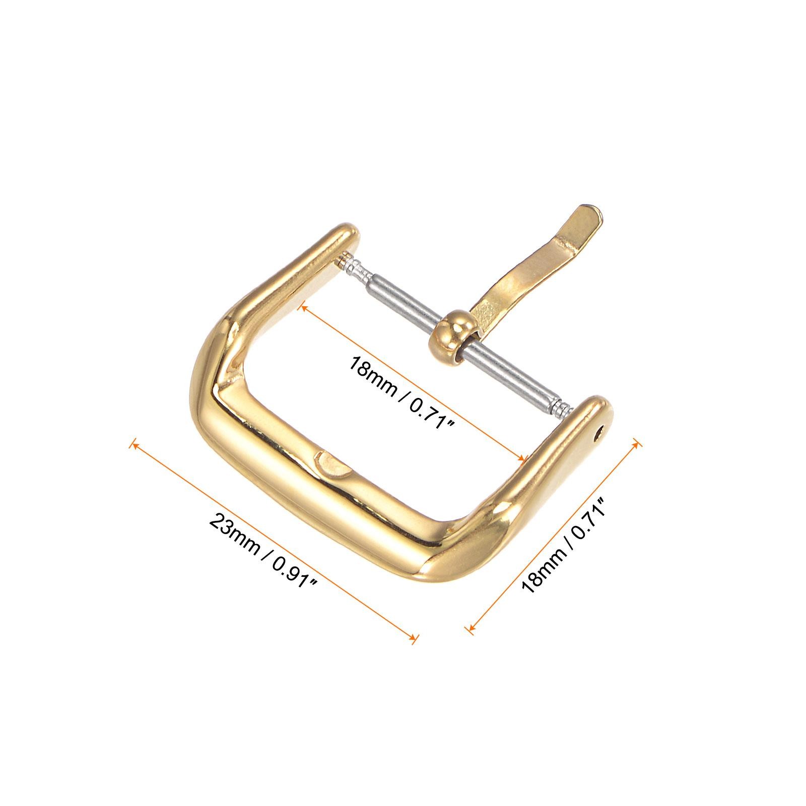 Buckle strap watch, 316 polished stainless steel, gold shades for 18mm