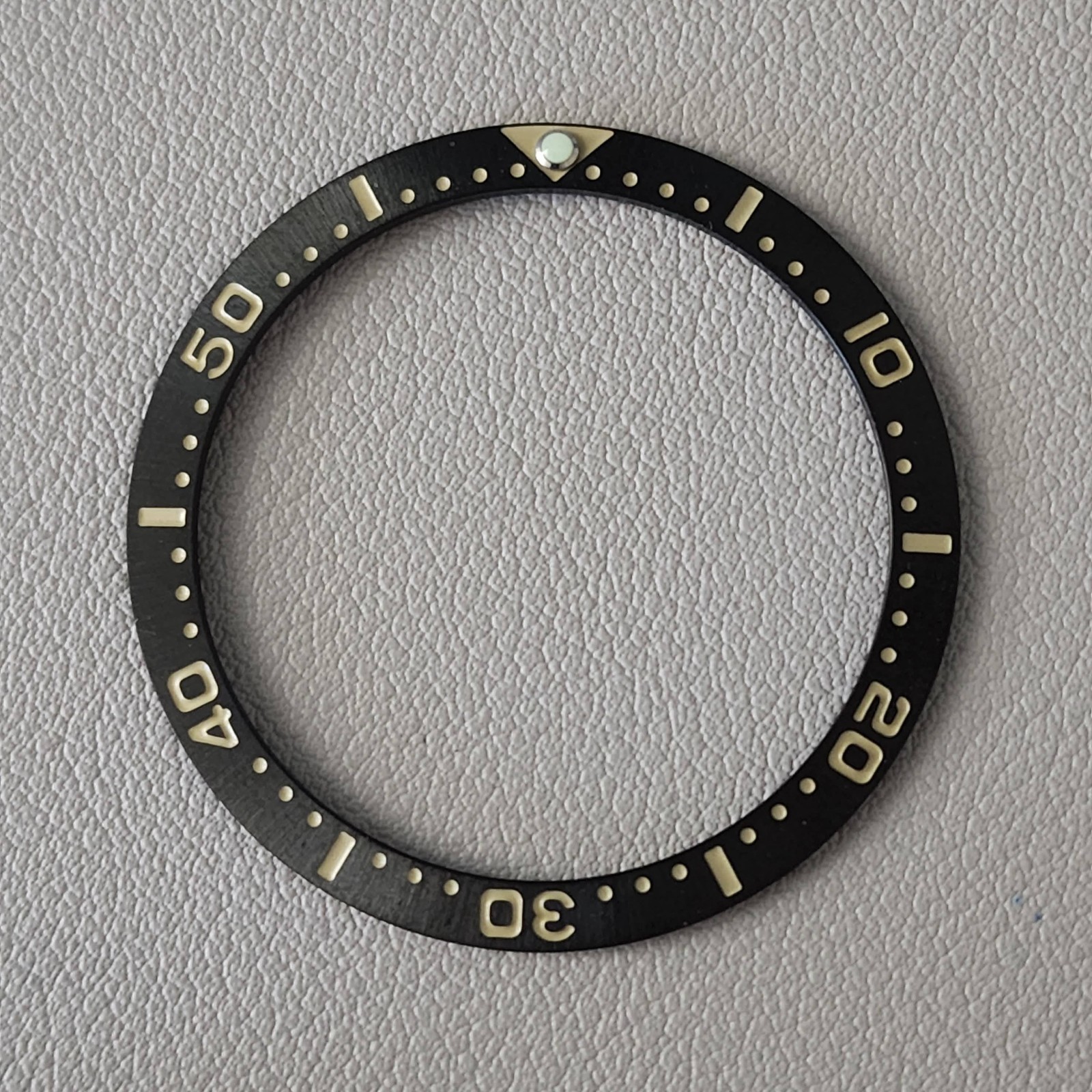 SEIKO Bezel Insert SKX007 / PIP Black Sunburst + Vintage Khaki fonts Steel Slope