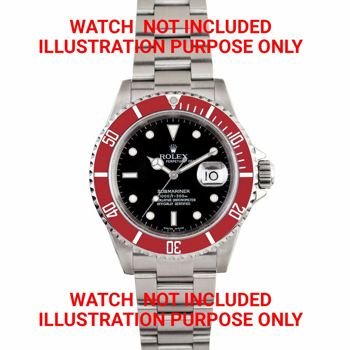 Bezel, Insert, Retaining For Rolex Submariner 16610, 16800 Red Color Insert