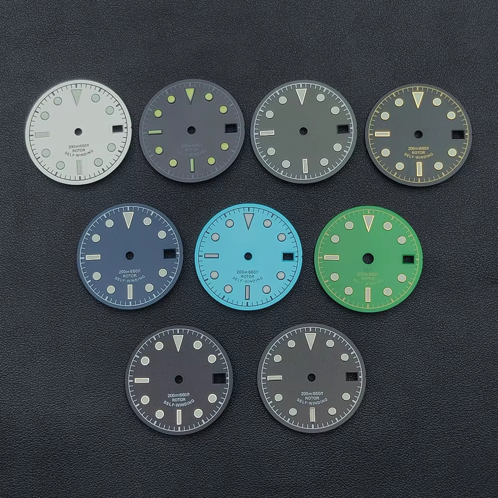 Neiton 28.5Mm Black White Blue Gray Green Watch Dial Green Luminous Dial Fit NH3