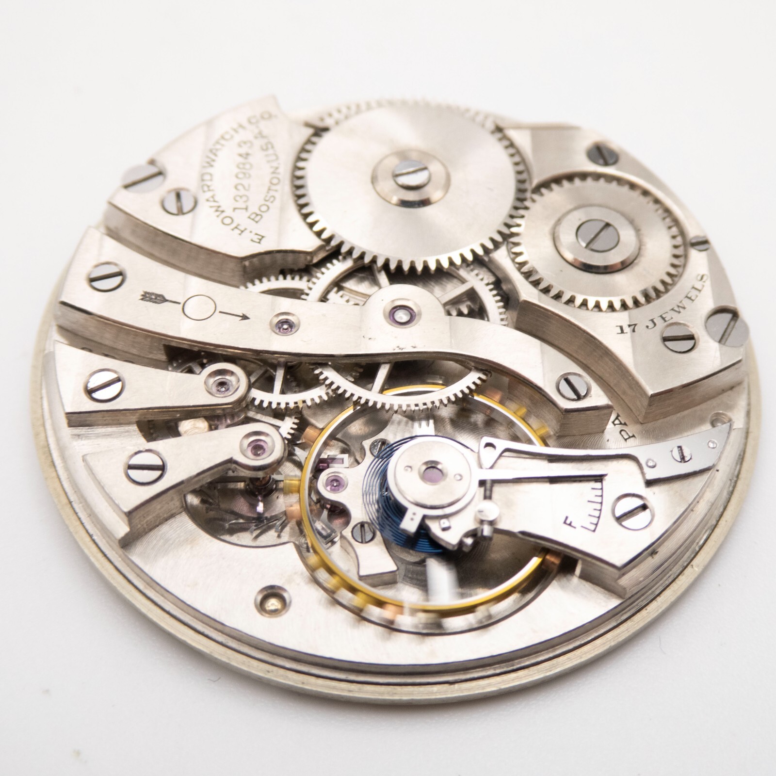 E. Howard Series 7 Model 1912 12-Size 17j Antique Pocket Watch Movement, Runs