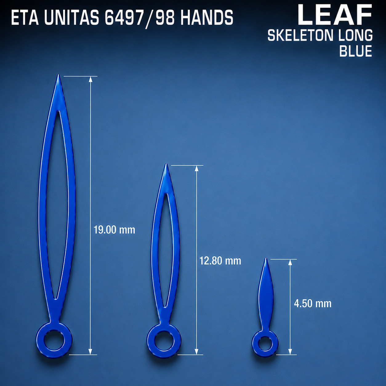 HANDS SET FOR MOVEMENT ETA UNITAS 6497, 6498 Ref LEAF SKELETON LONG