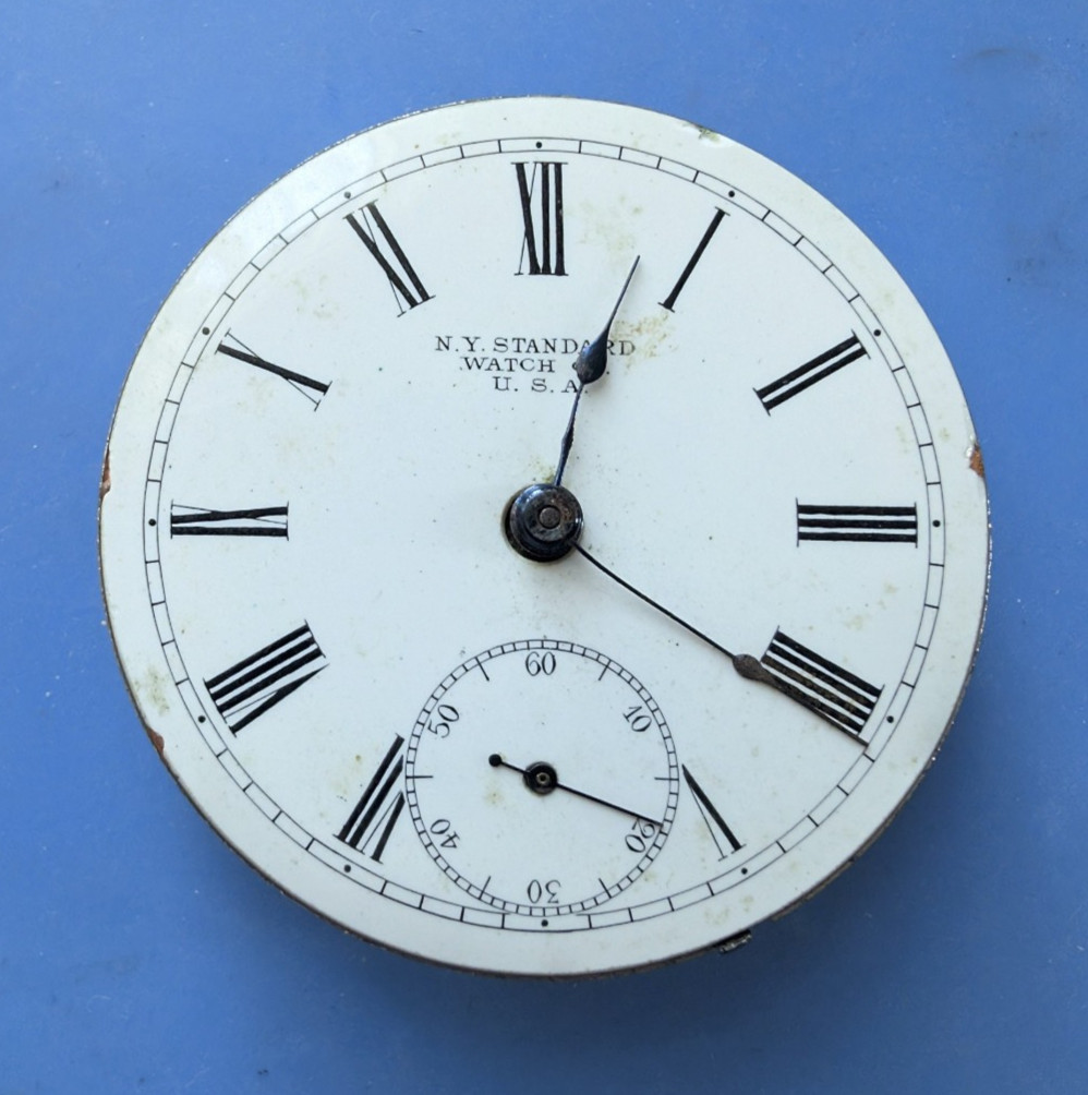 VINTAGE 18 SIZE NY STANDARD GRADE 60 HUNTING POCKET WATCH MOVEMENT FOR PARTS