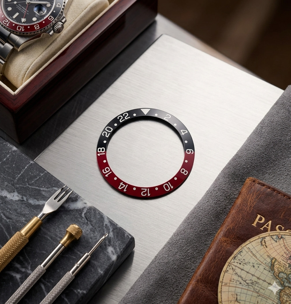 Ceramic GMT Bezel Insert 38mm – Root Beer Burgundy/Black | Premium Gloss Finish