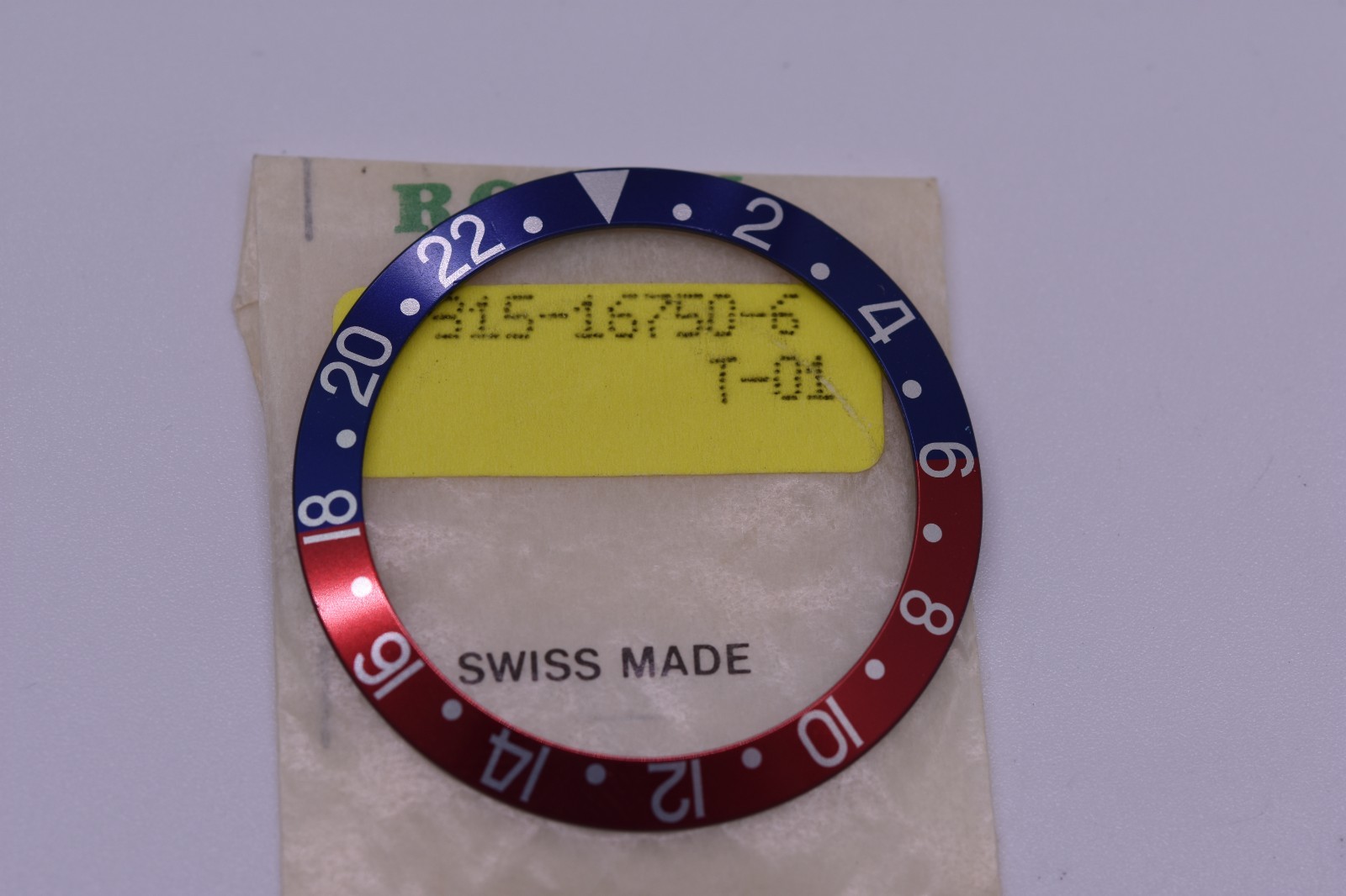 Vintage Rolex GMT Master Pepsi Bezel Insert NOS New Old Stock Mint 16750