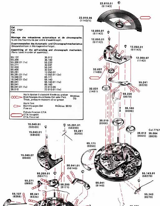 NOS ETA Valjoux 7750 Watch Parts (Stems, Wheels, Pinions, Yoke, ETC) #144 – 8730
