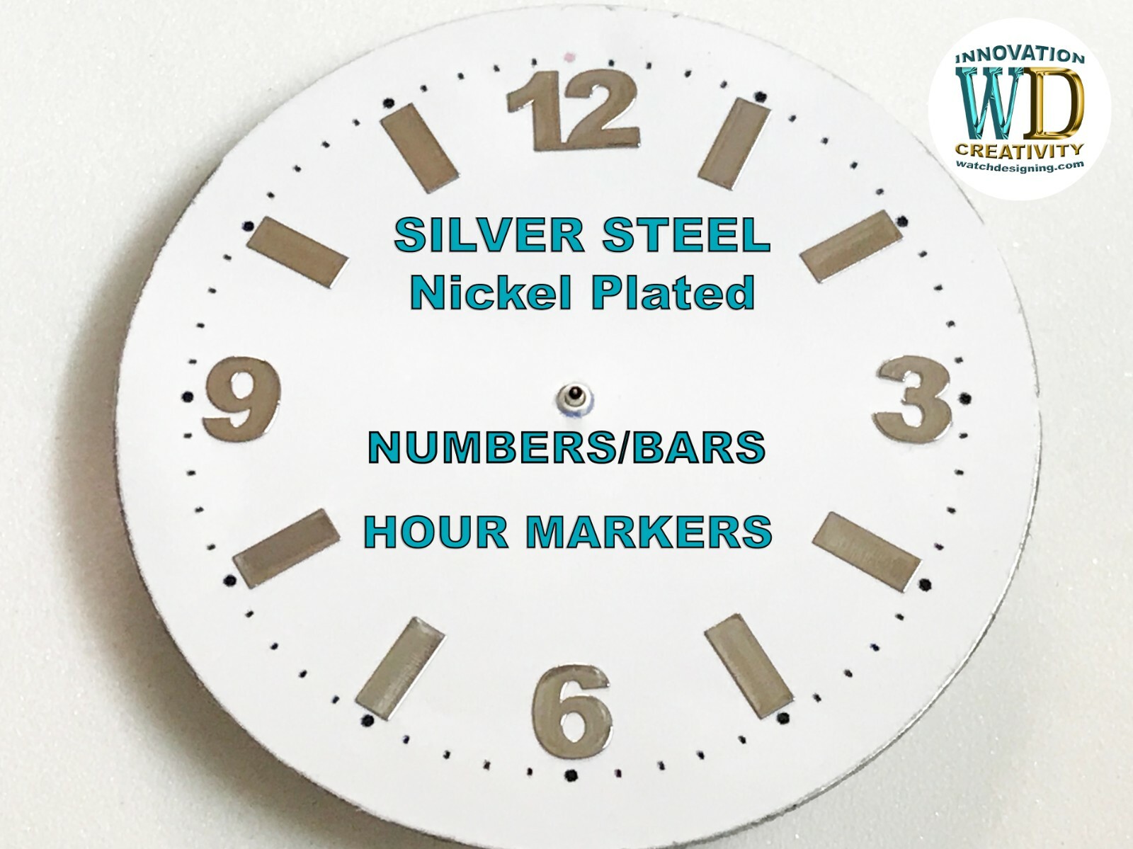 Watch Dial Hour Silver Steel Nickel Plated Markers Small Arabic BARS Numbers
