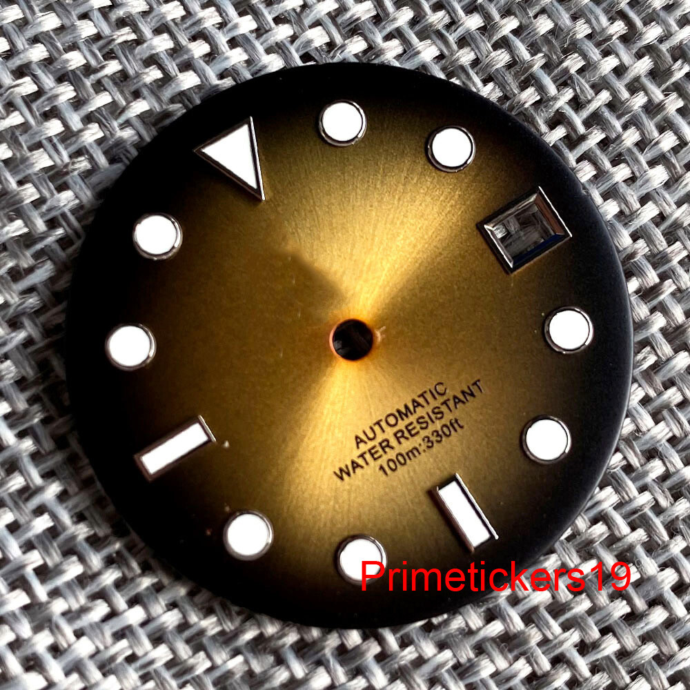 29mm Watch Sunburst Gradient Sterile Dial Date Window Fit NH35 NH36 Movement