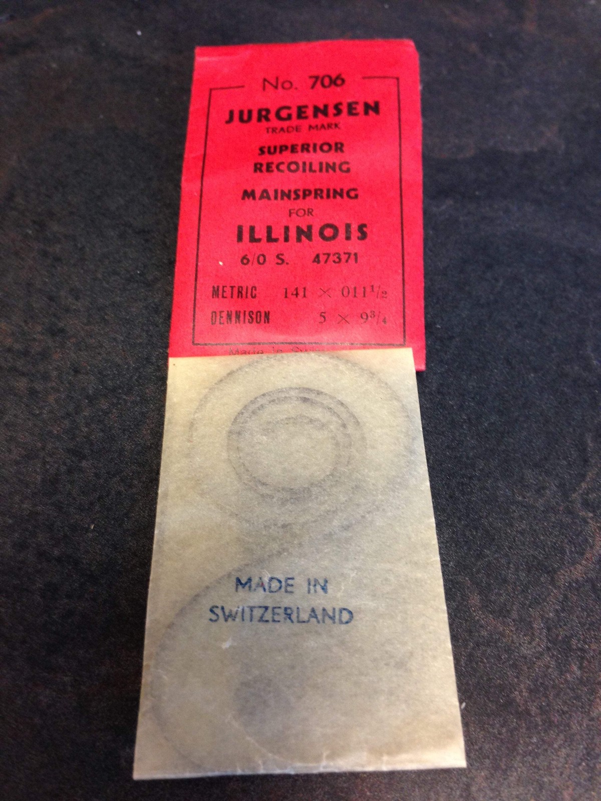 Jurgensen Mainspring #706 for Illinois 6/0s No. 47371 – Steel