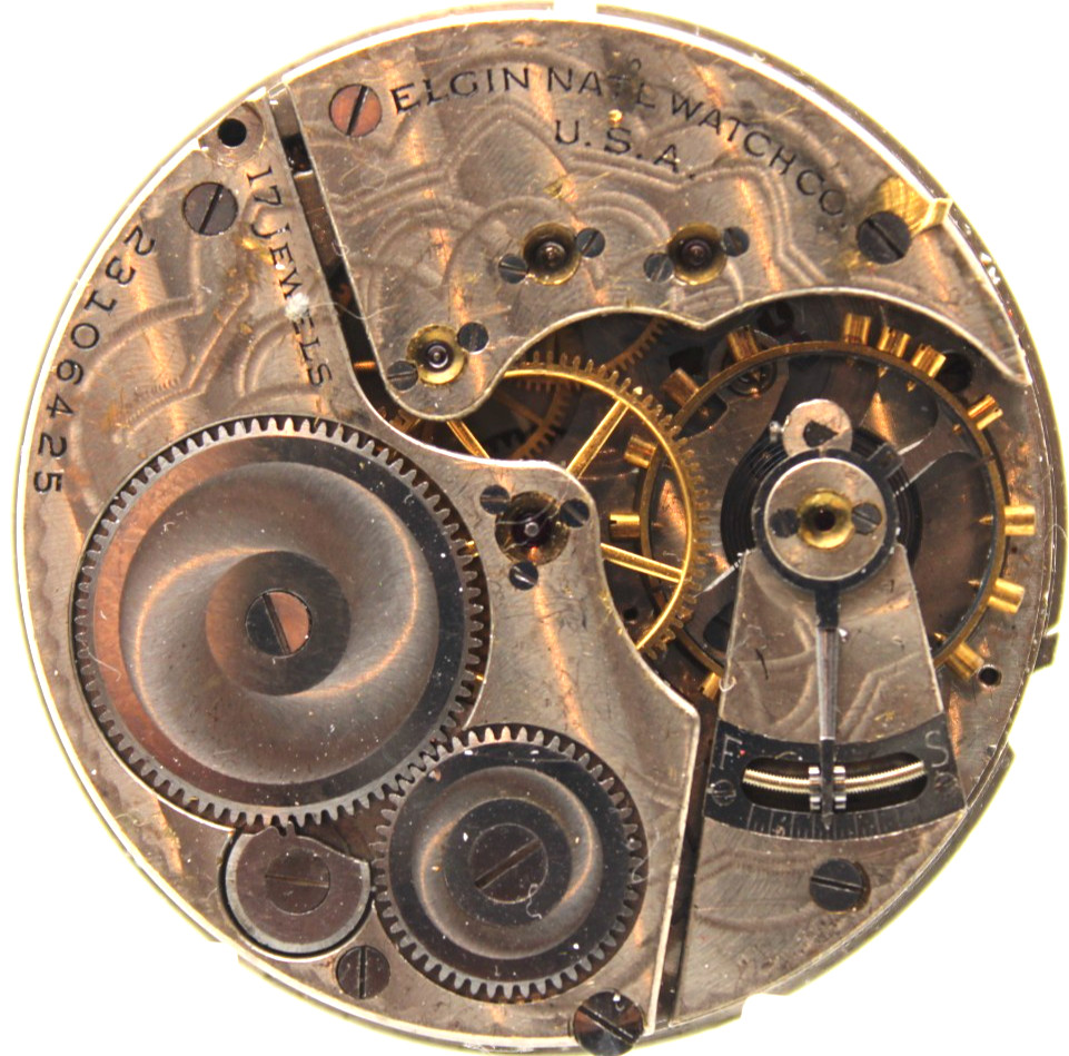 1921 ELGIN POCKET WATCH MOVEMENT 23106425 GRADE: 387 16s 17j (OF2)