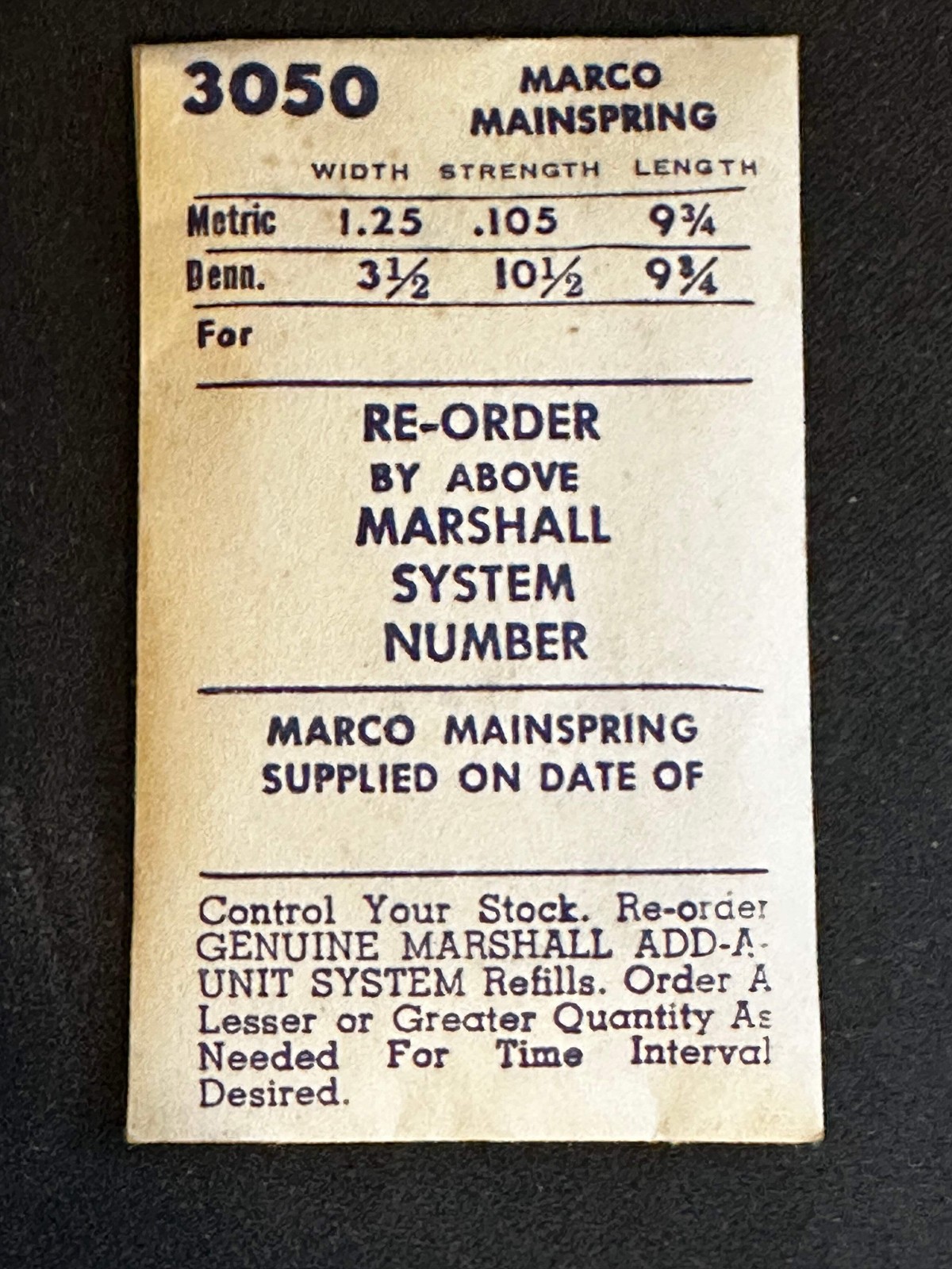 Marco Mainspring #3050 for Admiral 174, Reconvilier 174, Marc Favre 126 – Steel