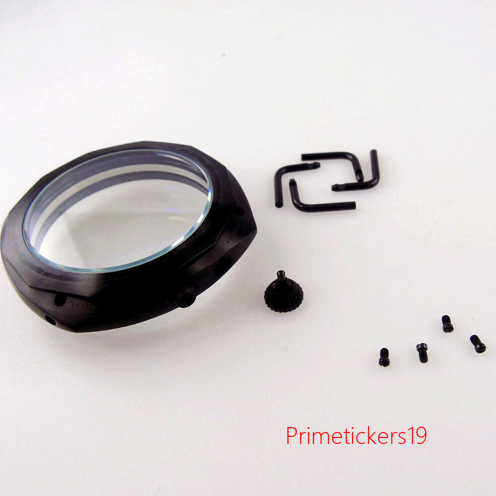 Black PVD 47mm Watch Case Sandwich Dial Hands Set Fit ETA 6497 6498 ST3600 3620