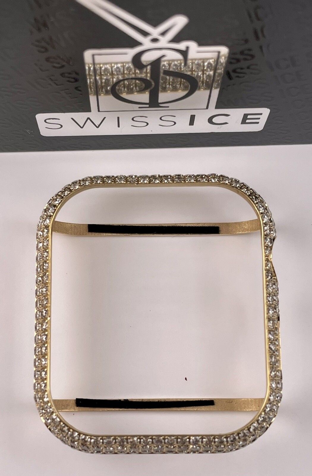 Custom Yellow Gold Plated 4.5ct Genuine Diamonds Bezel/Case For Apple Watch 44mm