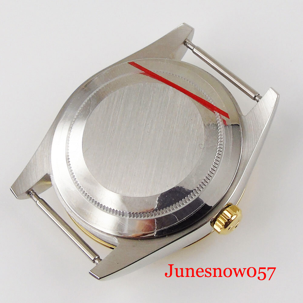 Polished Two Tone Gold Wristwatch Case for ETA2836 MIYOTA 8215 Sapphire Glass