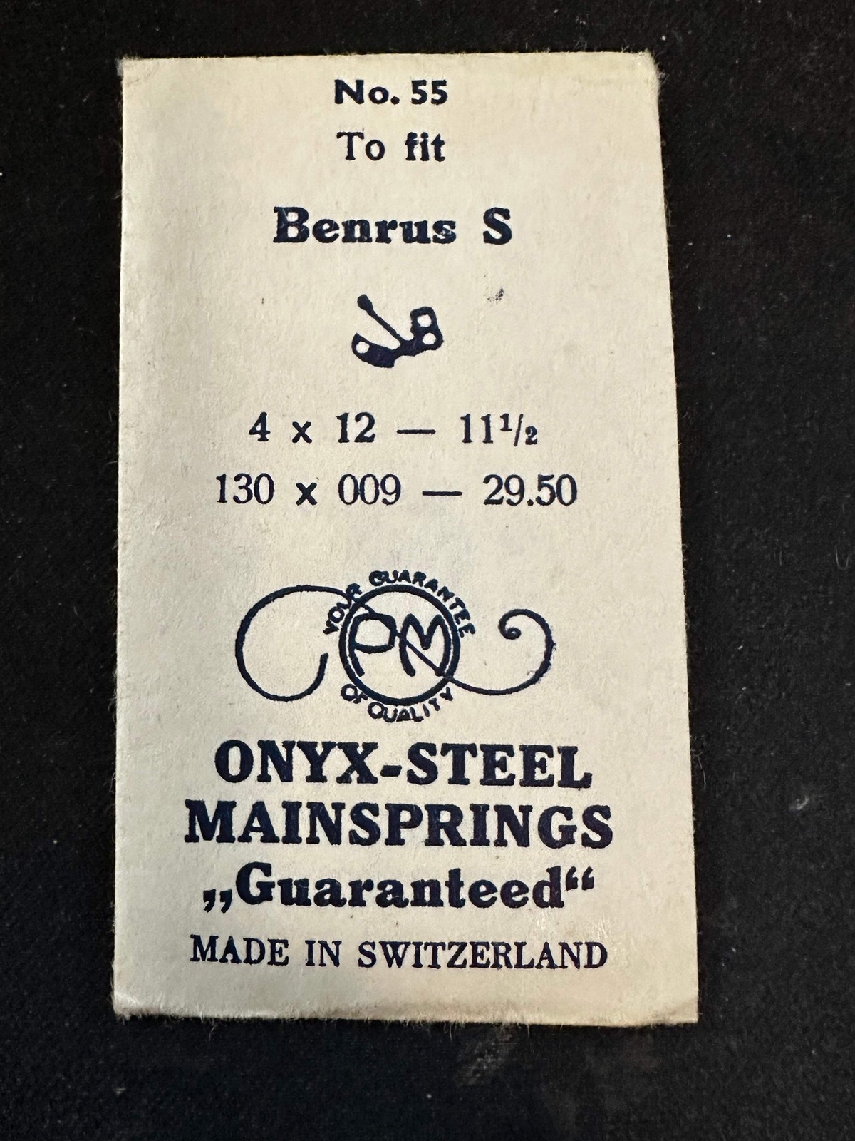 PM ONYX Steel Mainspring #55 for Benrus caliber S