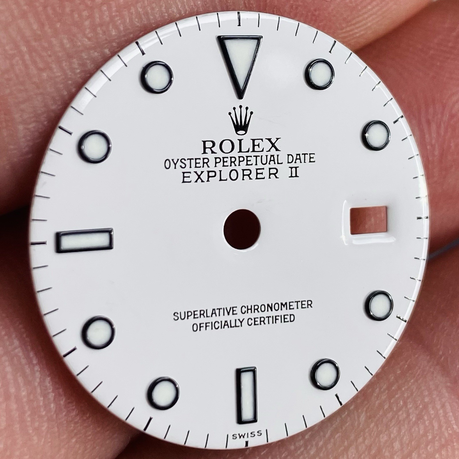 Rolex White Dial Swiss Only Luminova For Explorer 2 Model Ref 16570 & 16550