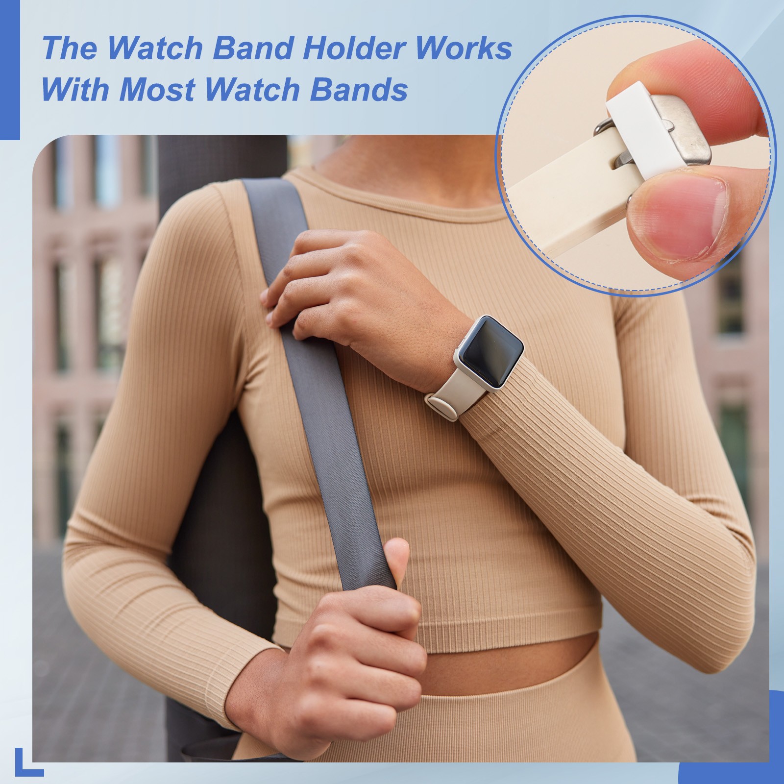 8 Pcs Watch Band Holder Loop, 20mm Universal Watch Replacement Band, Sky Blue