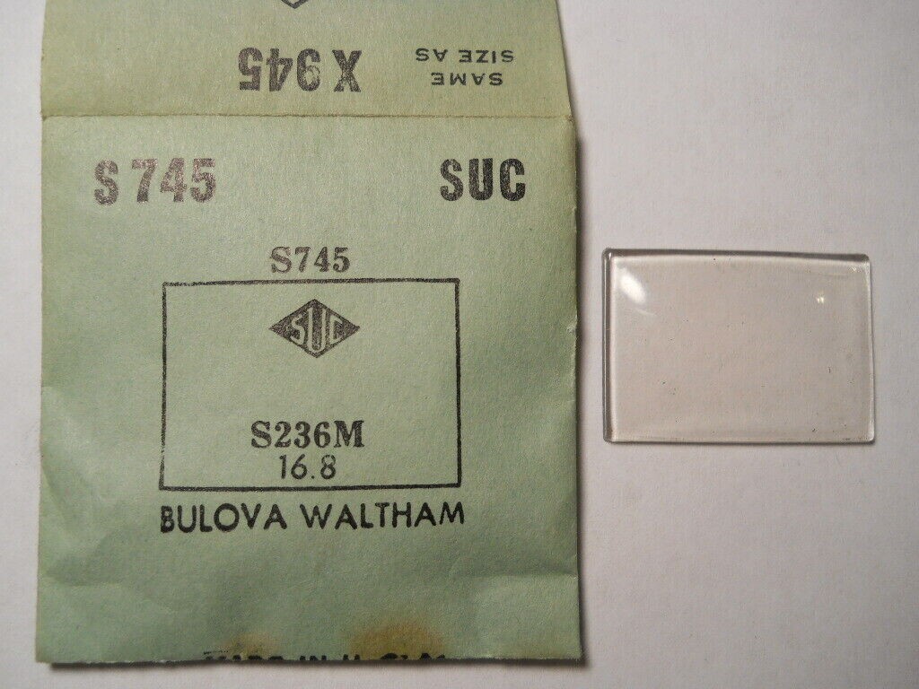 SUC S745 Watch Crystal Fit Bulova Waltham – 23.6 x 16.8 mm Replacement / Repair