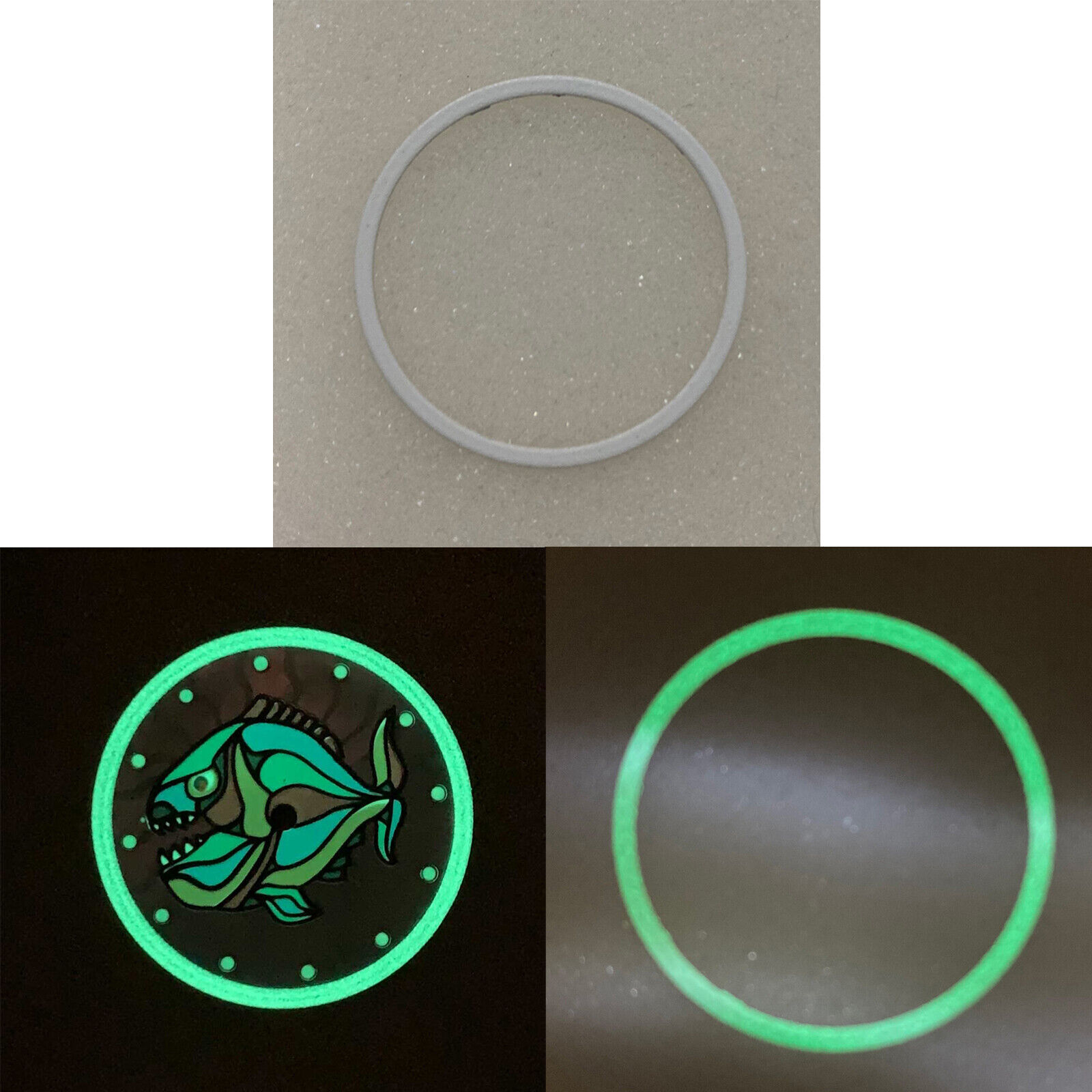 Green Luminous Metal Watch Inner Shadow Circle Ring for Watch Cover Repair Parts