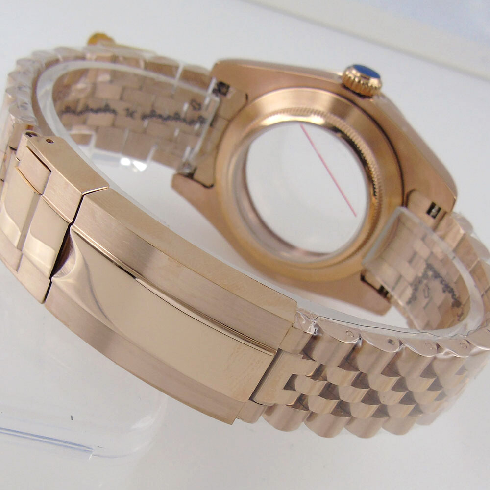 Rose golden 36mm 39MM sapphire glass Watch Case fit eta 2836 8215 NH35 NH36