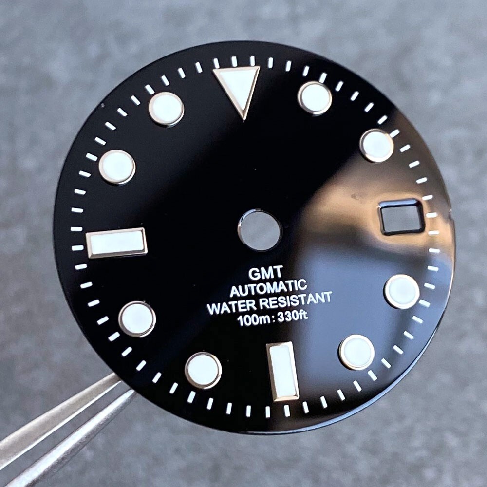 29mm Classic Diver Series 100m Text Sunburst Watch Dial Face Fit NH34 NH34A Move