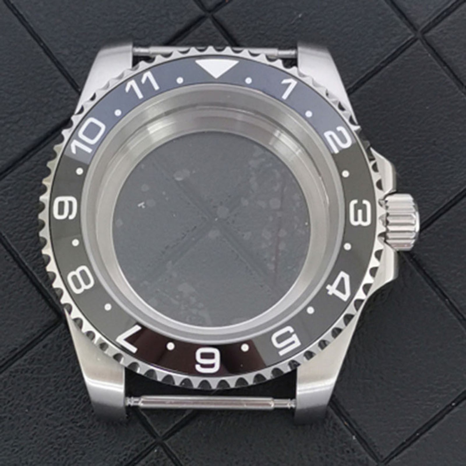 Stainless Steel Watch Case Flat Sapphire Glass Case Shell For NH34 GMT Movement