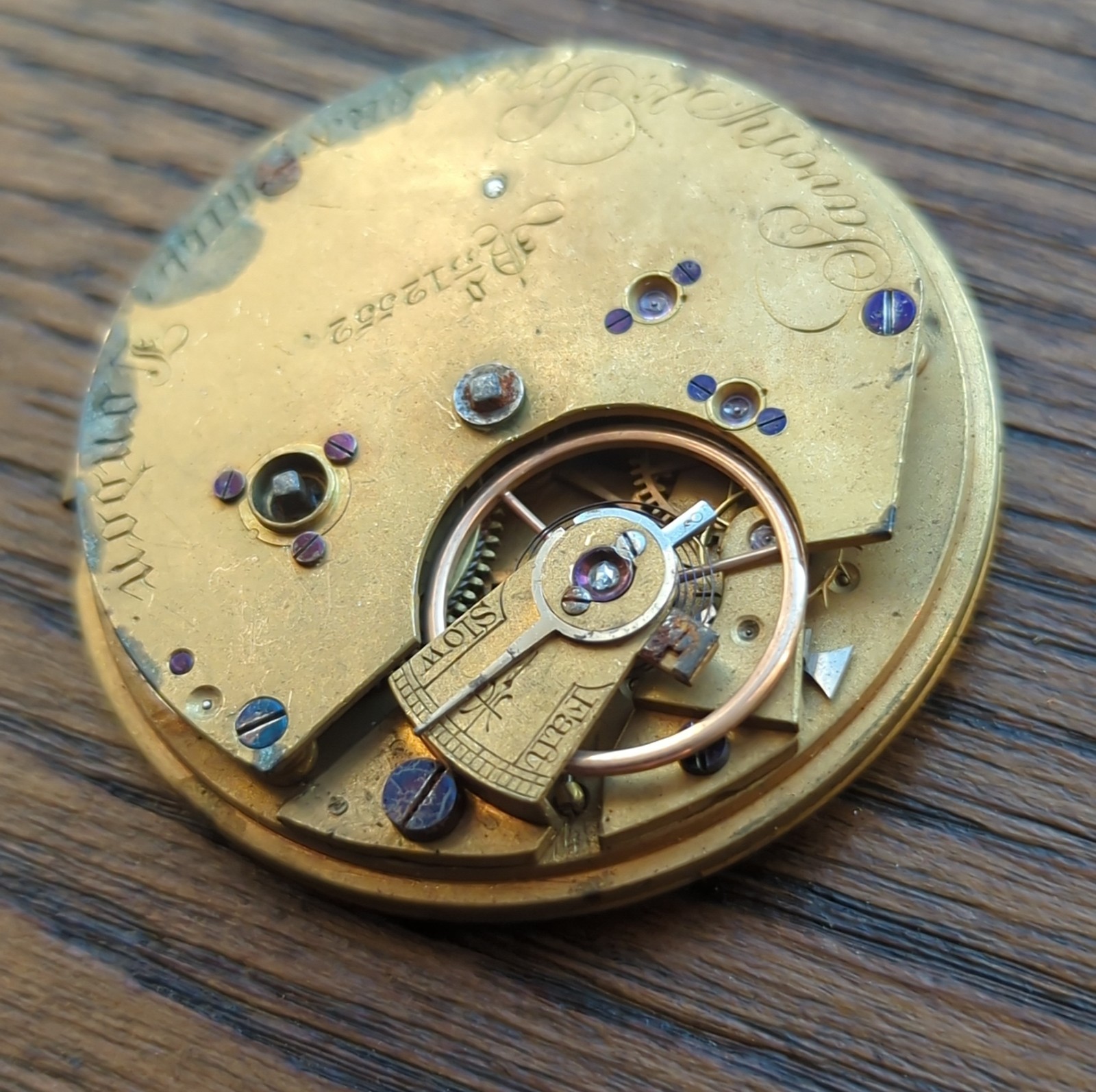 Savory & Sons Cornhill London Fusee Pocket Watch Movement Ticking & Stops (BT65)