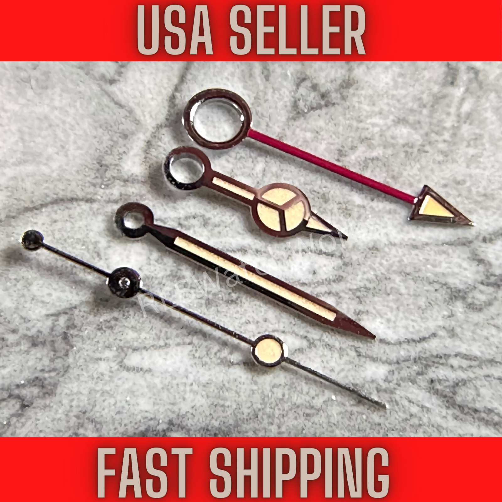 Silver “VINTAGE” GMT Hands Fits Seiko NH34,4R34,SSK, Green Lume, US Ship