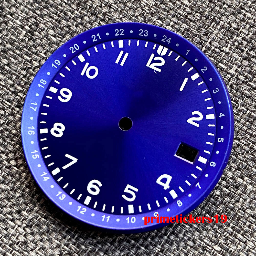 33.4mm Black/Blue/Green Sterile Watch Dial Date Window Fit NH35 NH36 Movement