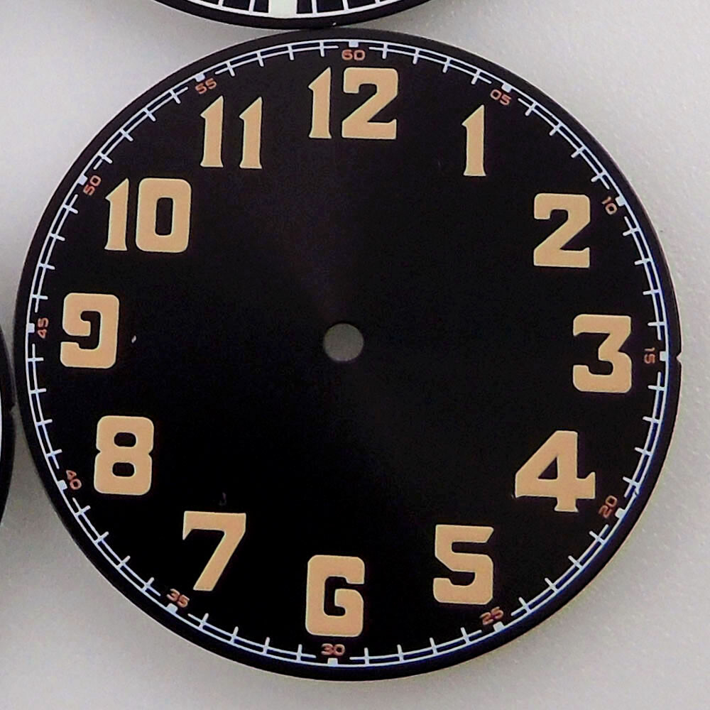 33.5mm Black Watch Dial Luminous Fit Pilot Style NH35 NH36 2824 8215 Movement