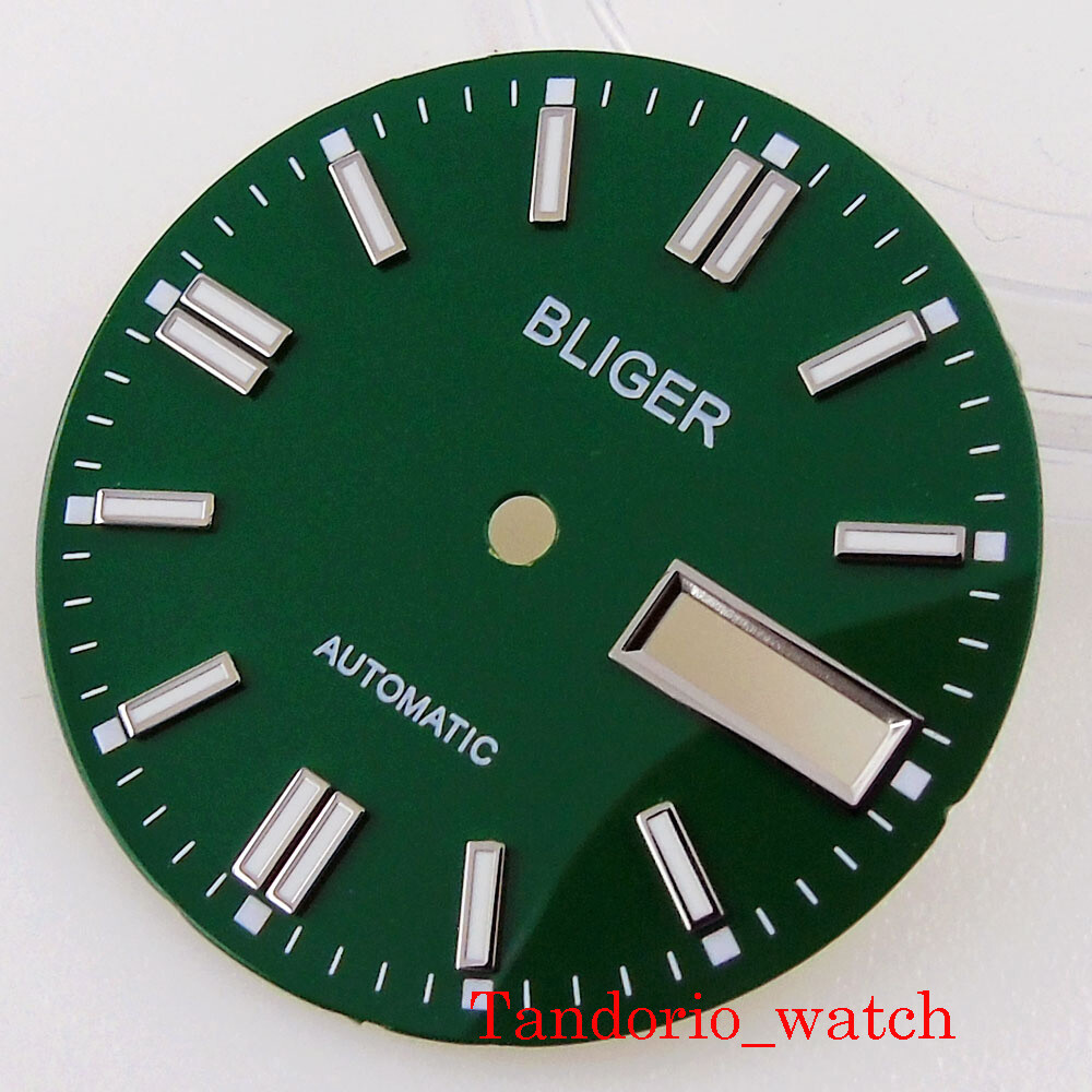 New 29mm Stainless Steel Watch Dial For NH36A Movement Date Week Window Luminous