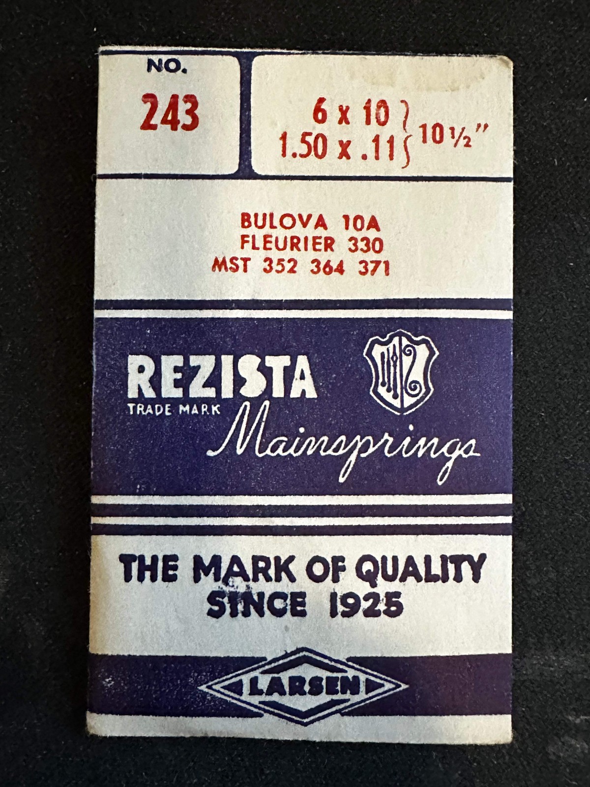 Rezista Mainspring #243 for Bulova 10A, Fleurier 330, MST 352, 364, 371 movement