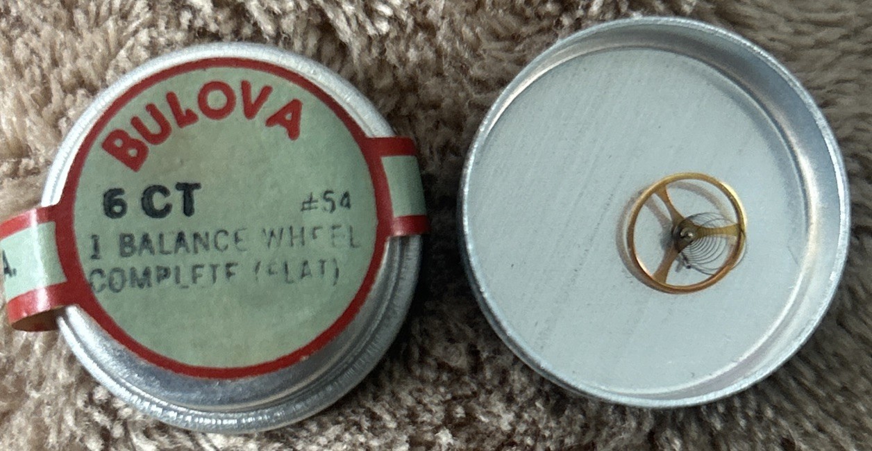 Vintage BULOVA #54 6CT Complete (Flat) Balance Wheel