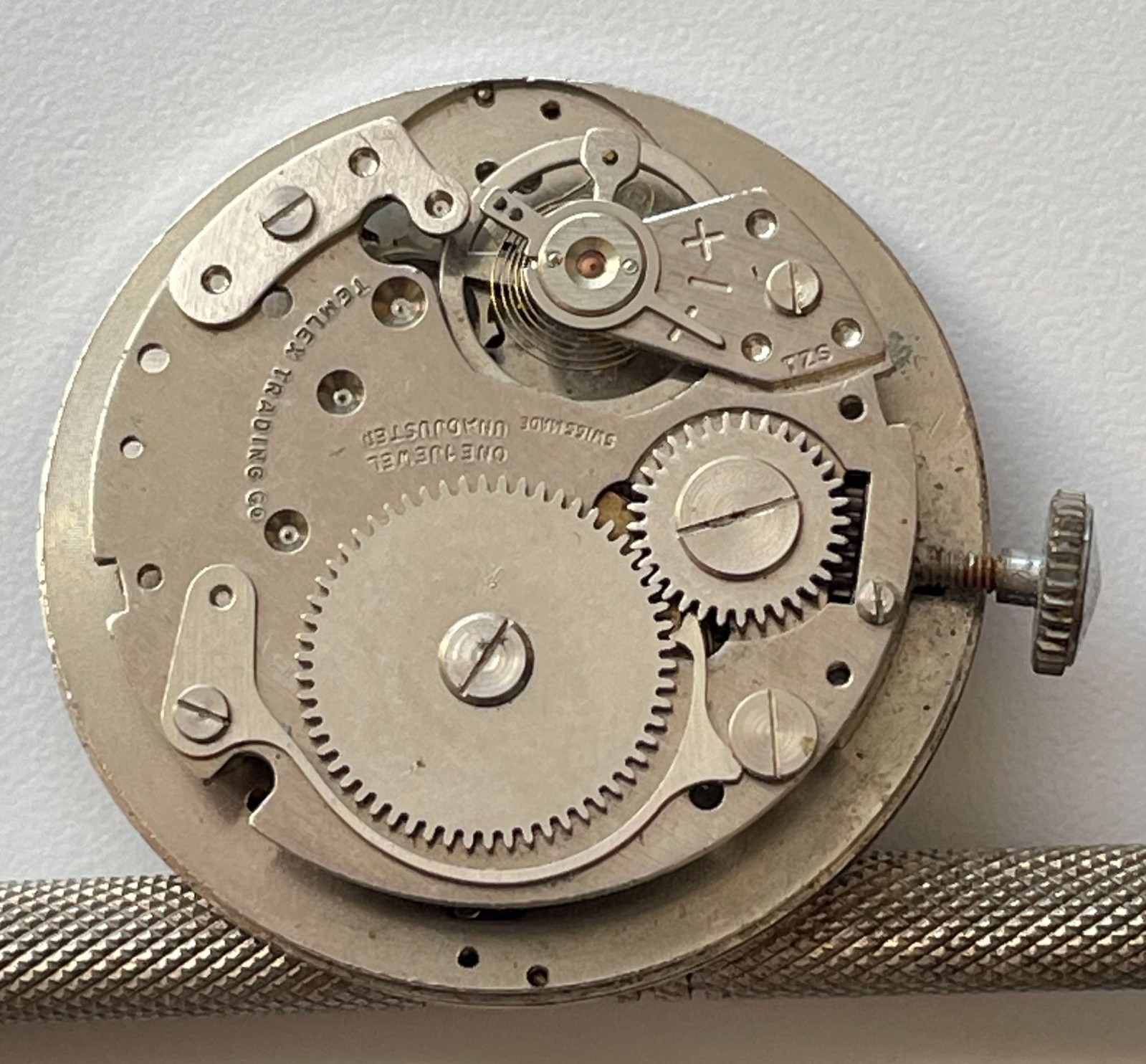Vintage Princeton Watch Movement Swiss Rose Dial 12h Crown Parts Repair 30.7mm