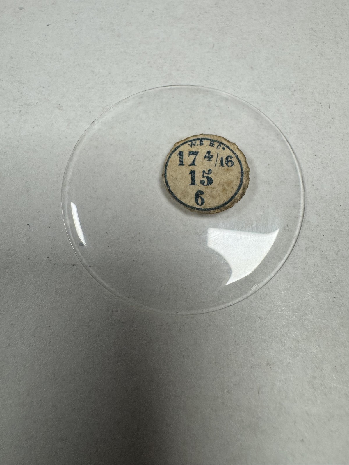 Vintage W.B.&C. Pocket Watch Mineral Crystal Domed 38.98mm 17 4/16 15 6 Clear