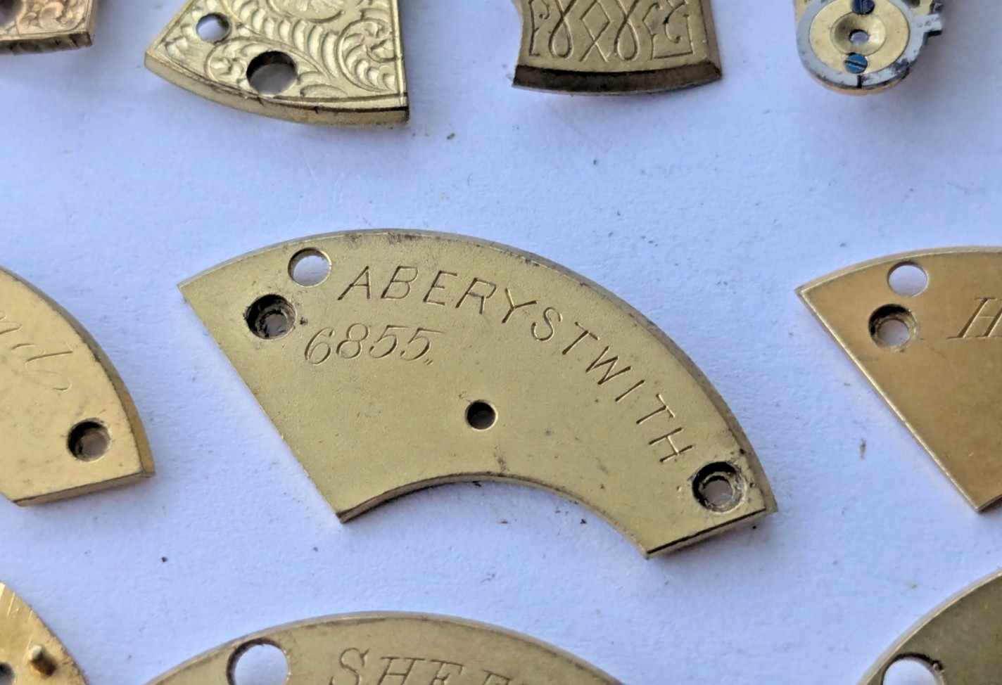 Antique 18th/19th C English Fusee Watch Parts Balance Cocks Hand Engraved Brass