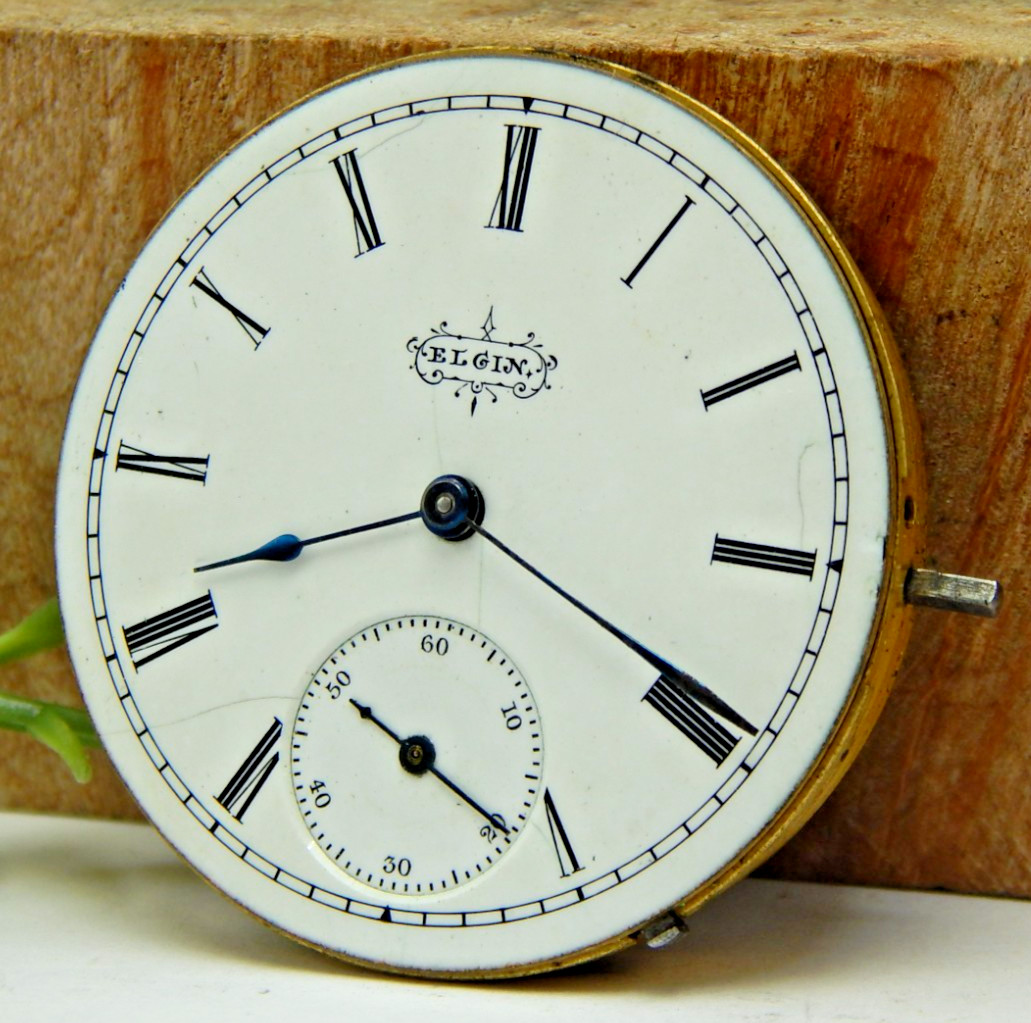 Antique 1891 Elgin 95 6 size 7 jewel pocket watch movement with dial & hands