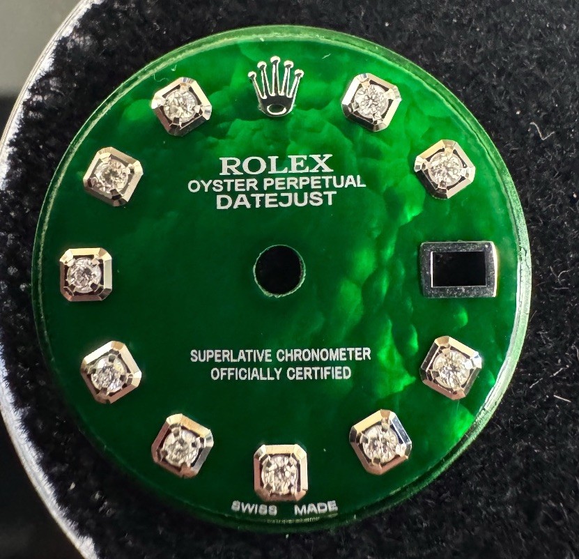 Rolex Ladies Datejust/President Custom Green MOP Diamond Dial For 26mm Watches