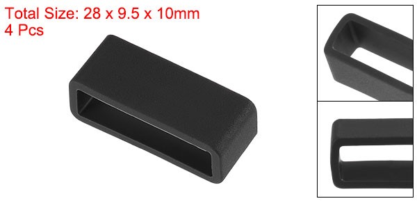 Watch Band Strap Loops Silicone for 24mm Width Watch Band, Black 4 Pcs