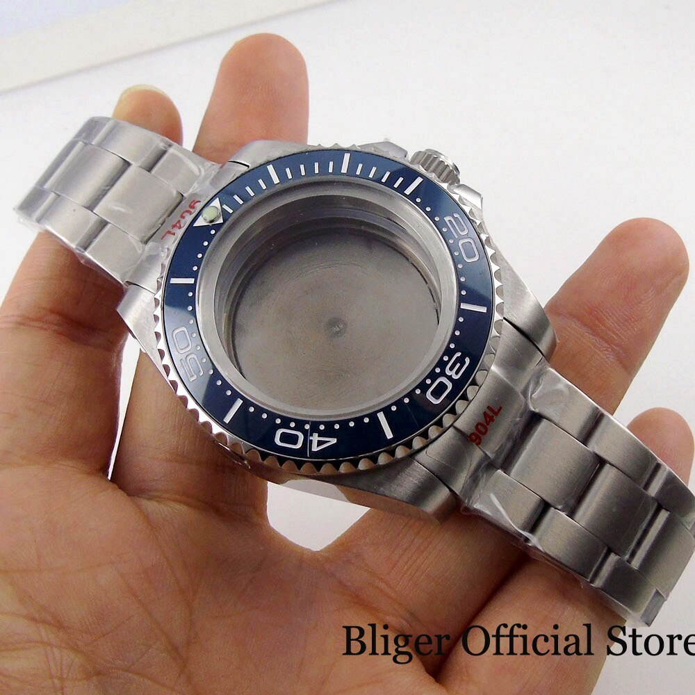 BLIGER fit NH35A NH36A SEA 43mm Watch Case Navy Blue Insert ETA2824 PT5000