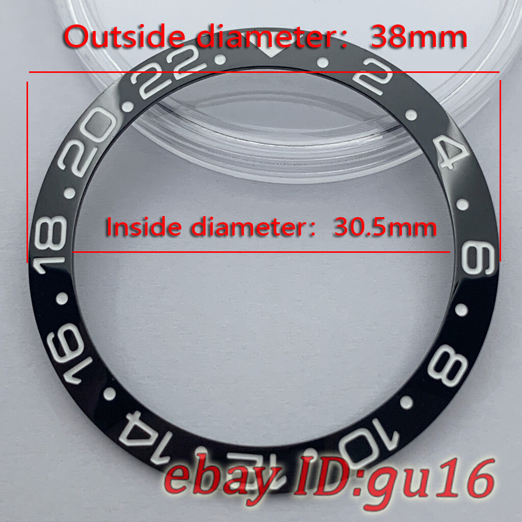 38mm black white blue green red GMT watch bezel insert for 40mm automatic watch