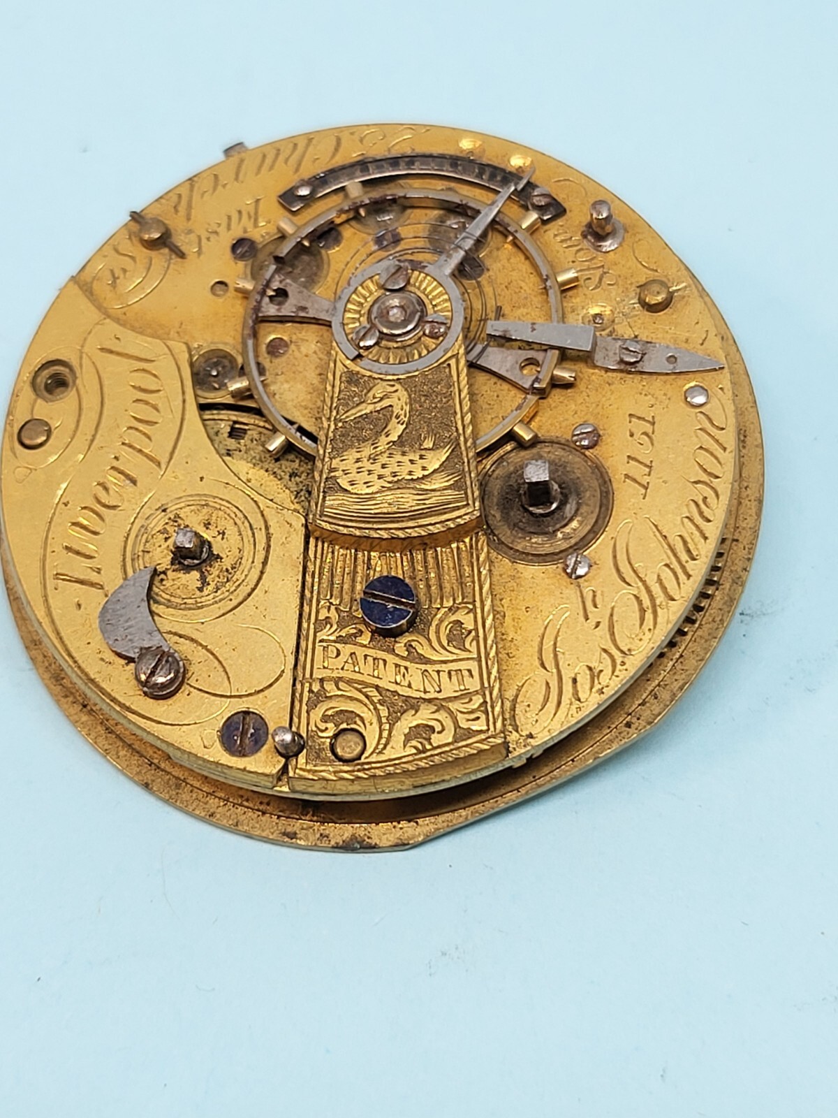 Joseph H Johnson Fusee Pocket Watch Movement 25 Church St. 42.2mm