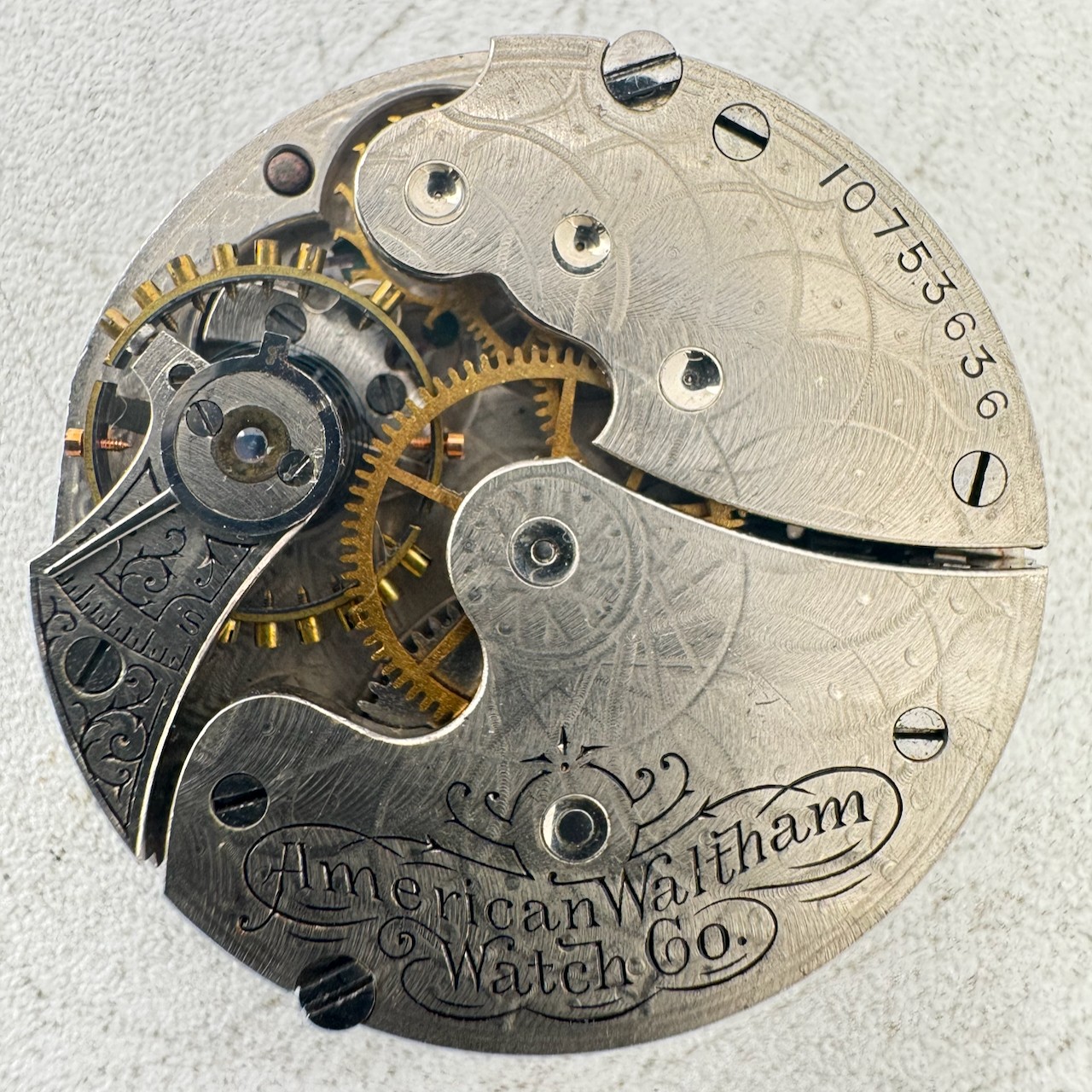 Antique 0s 1901 Waltham 1891 7J Mechanical Hunter Pocket Watch Movement Seaside