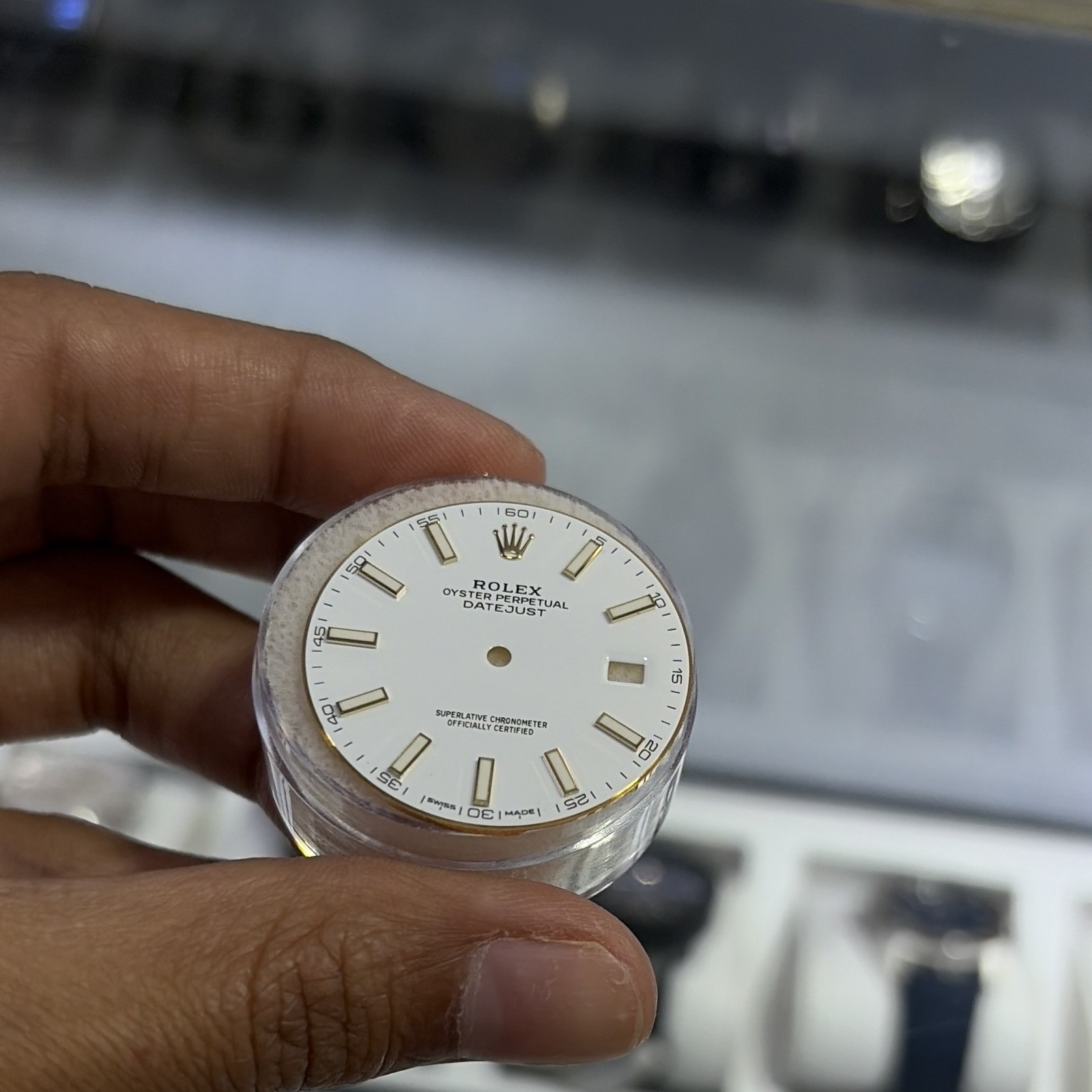 Rolex Datejust 41mm Dial White Gold Baton Non-Numeric Hour Marks 126333 twotone