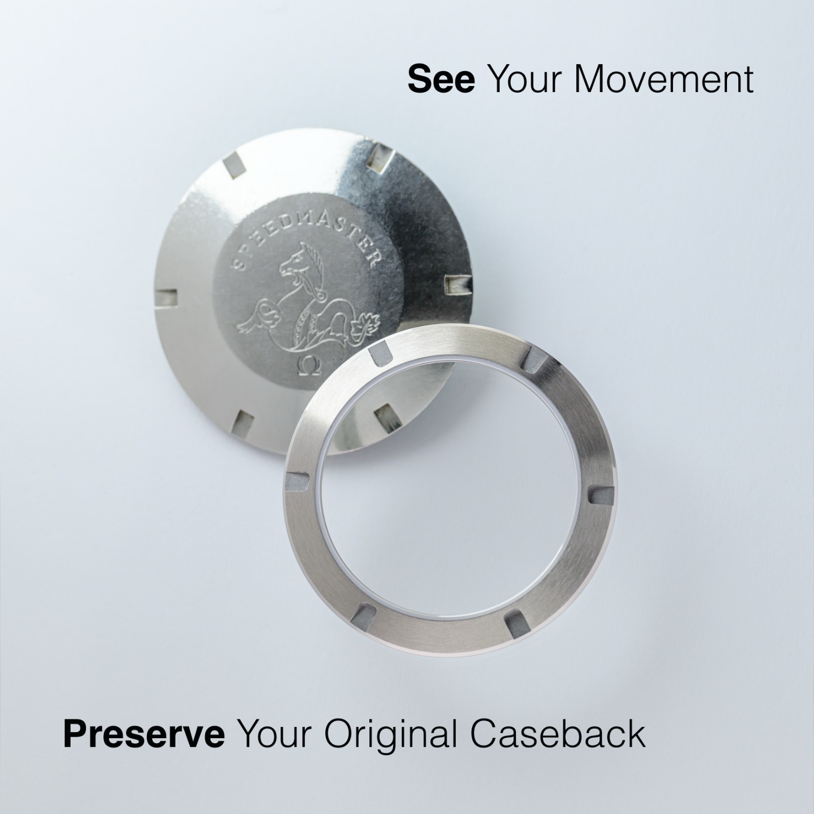 Spiralwinder Sapphire Exhibition Caseback for the Omega Speedmaster Mark II