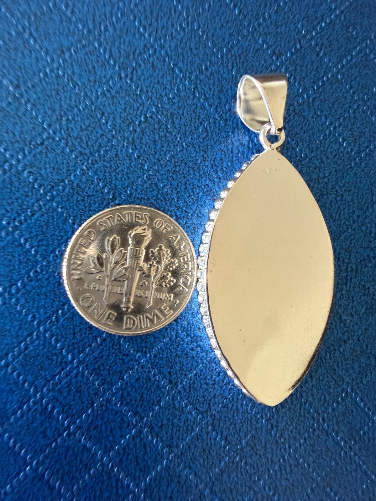Sterling Silver Pendant Bezel Marquise 32mm