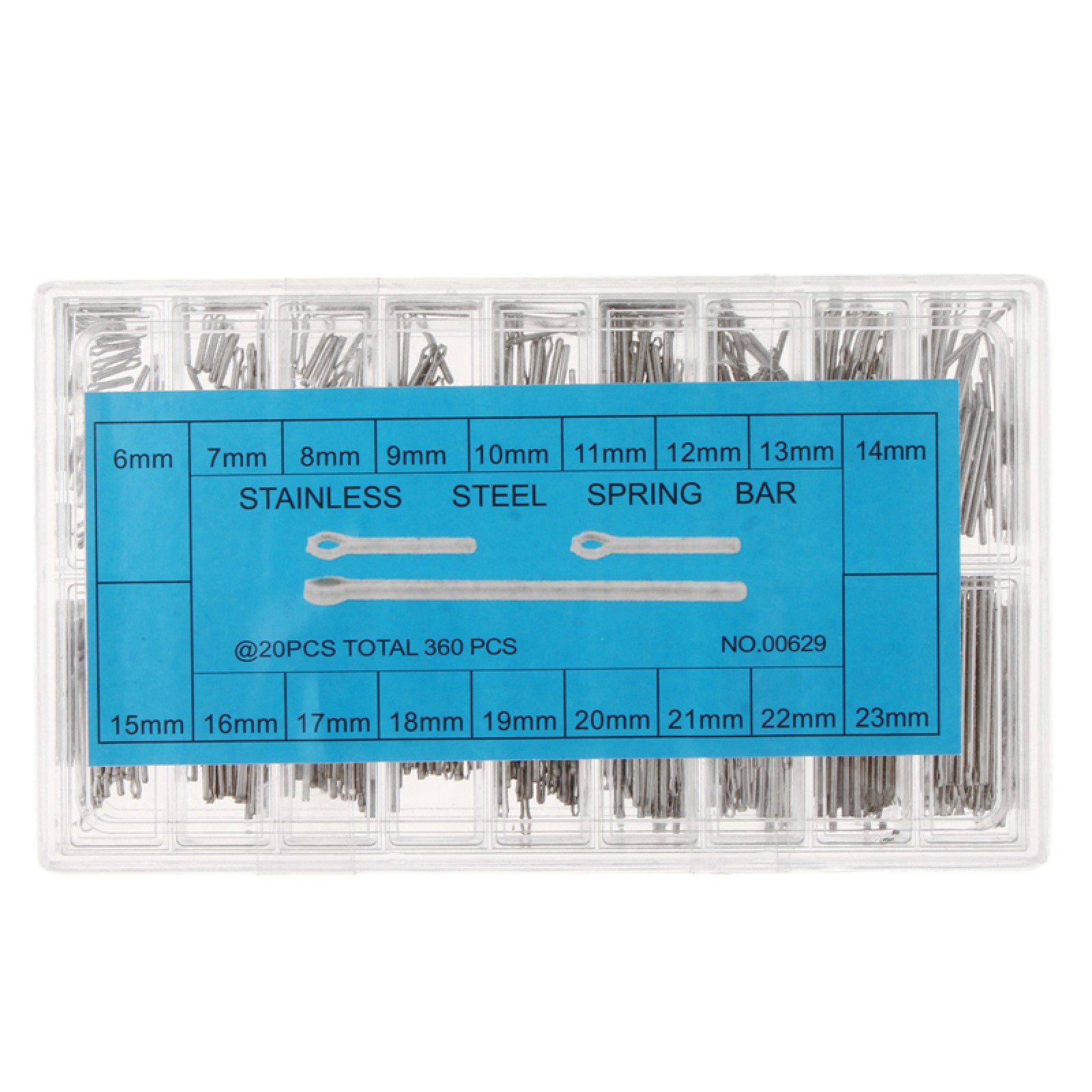 360Pcs 6-23mm Assorted Stainless Steel Watch Band Link Cotter Pin 0.9mm Bar Box