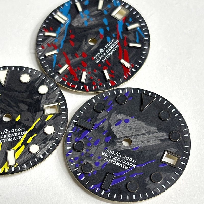 DS Natural Carbon Fiber Painted Graffiti Dial SUB BGW9 Blue Lume Personalization