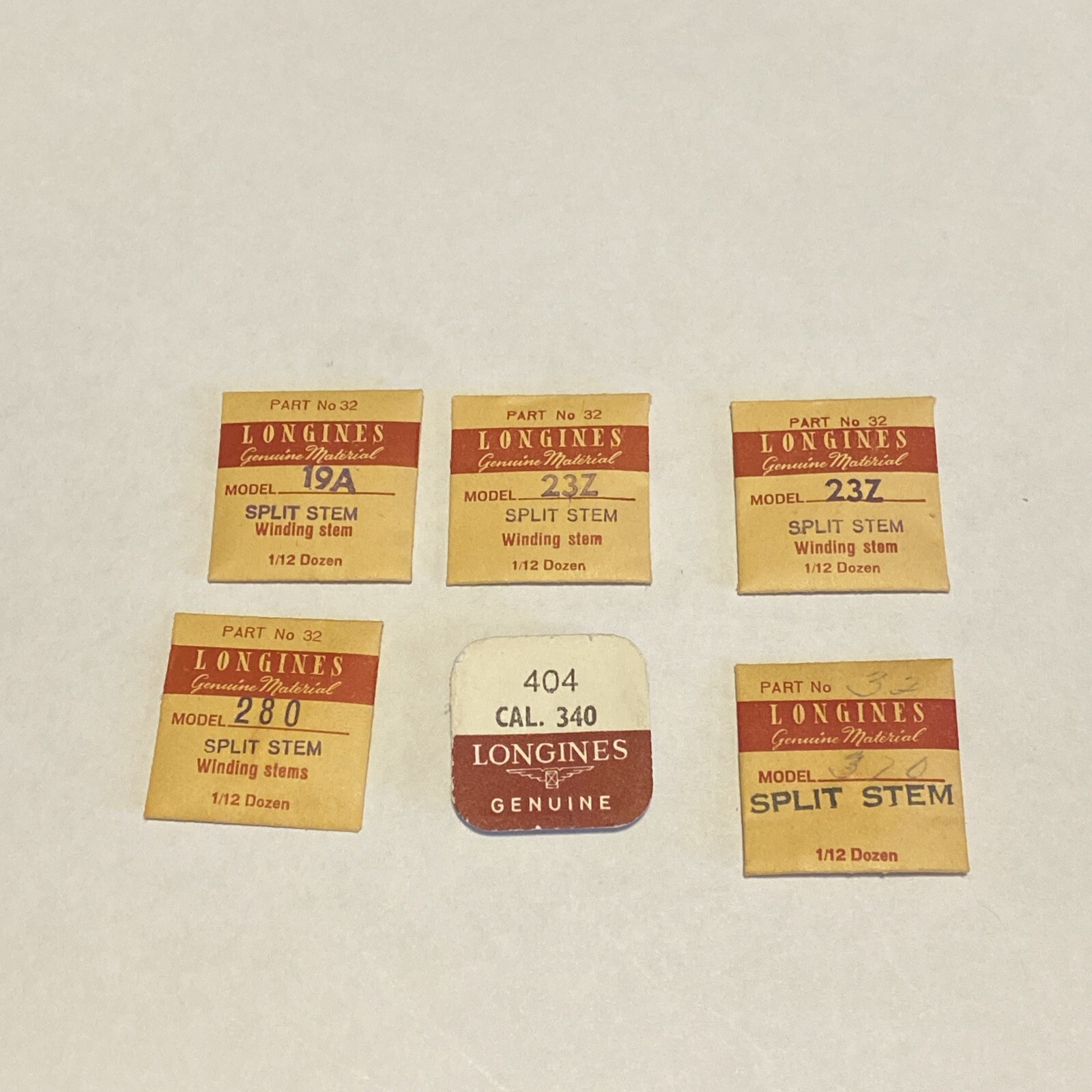 NOS Genuine Longines wittnauer split stems #404 & 32 For cal 19A 23Z 280 320 340